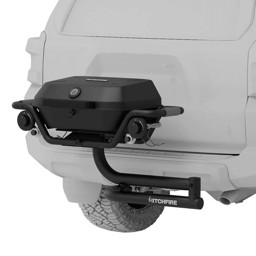 Black hitch receiver on a vehicle with &