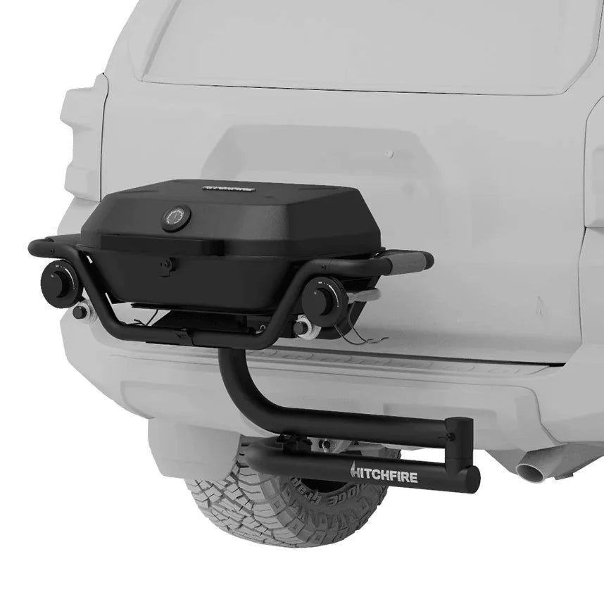Black hitch receiver on a vehicle with &