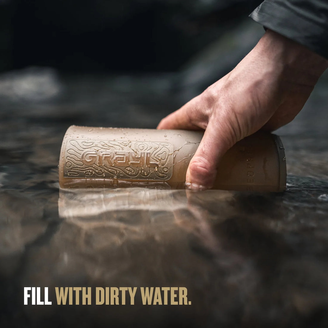 Filling the GeoPress outer cup from a water source
