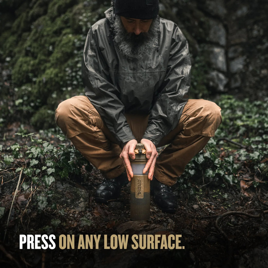 Pressing the GeoPress to purify water