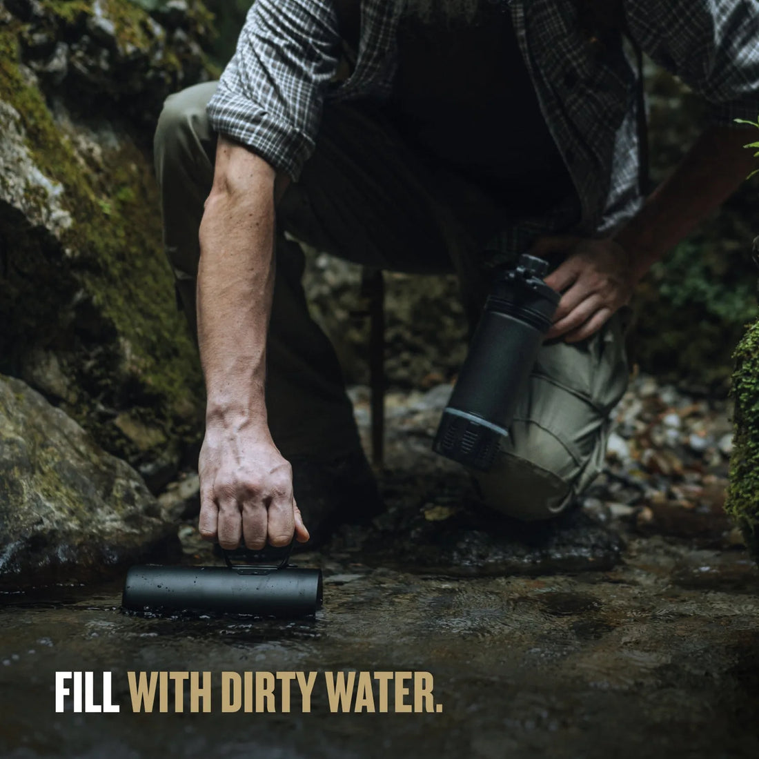 Filling the GeoPress Ti Black Edition from a water source