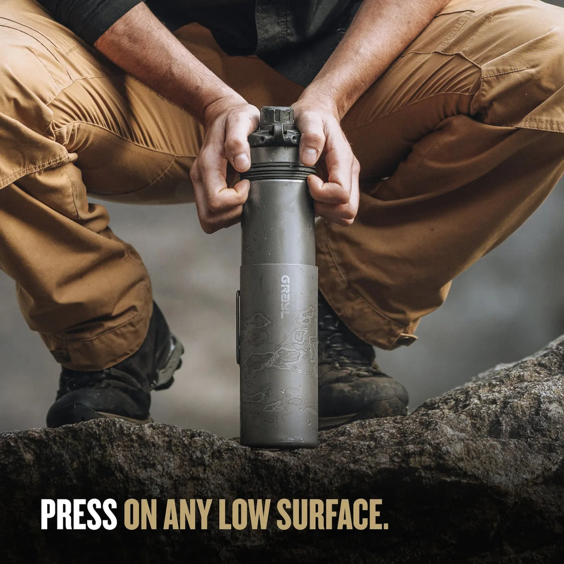 Pressing the GeoPress Ti to purify water