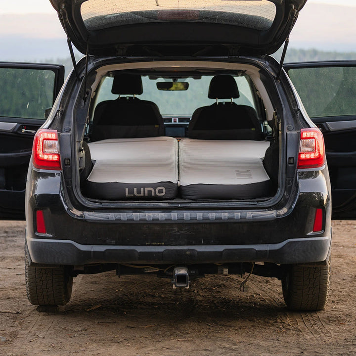 Luno Car Camping Mattress for Subaru Outback (80 x 53 in) installed and in use