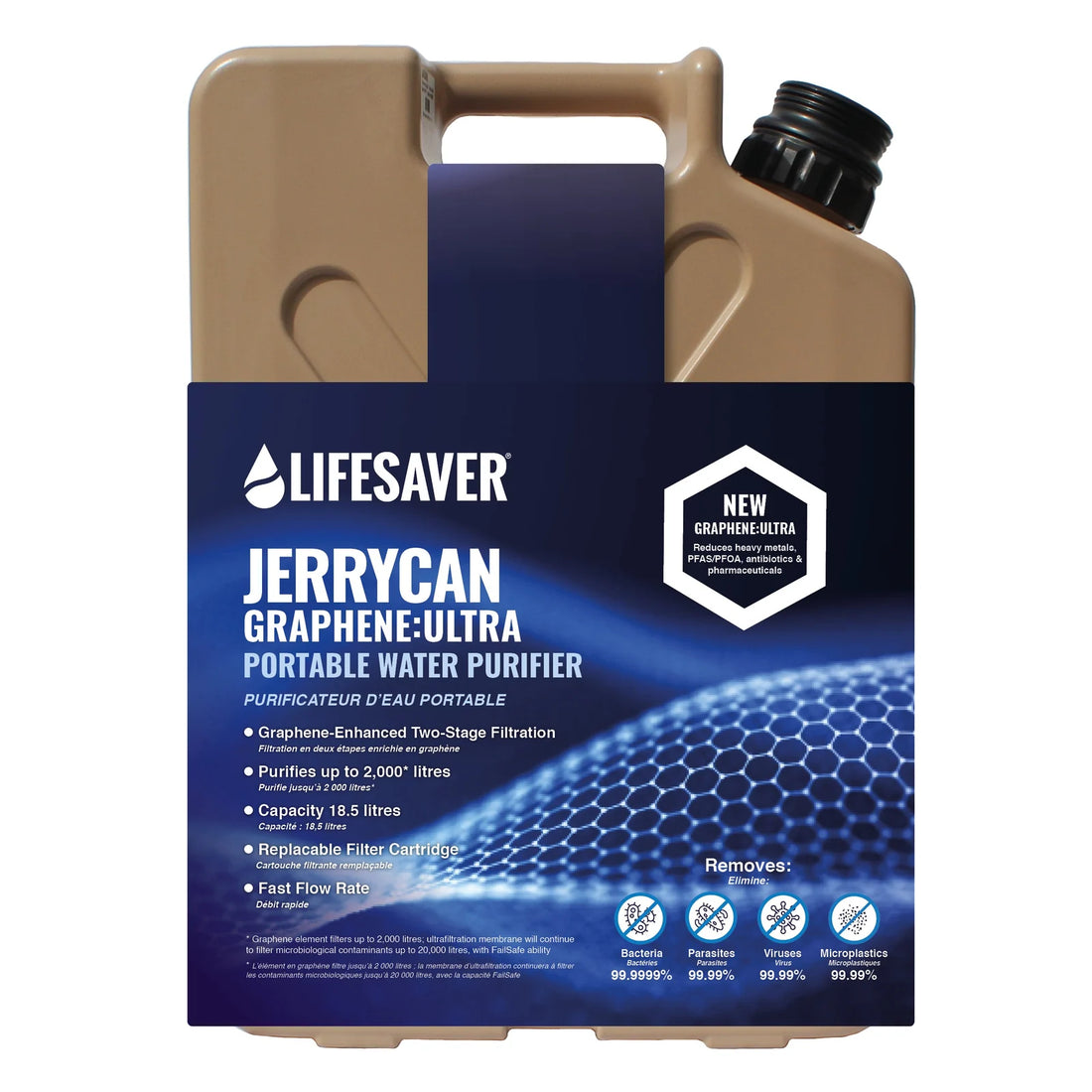 LifeSaver Jerrycan Graphene:Ultra portable water purifier in Tan