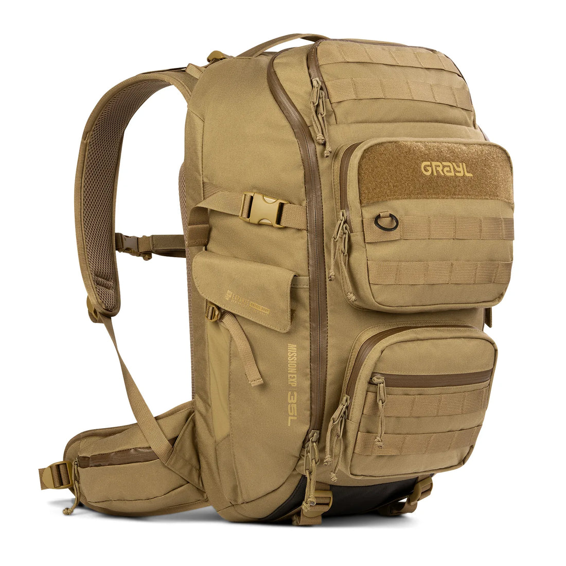 GRAYL Mission EXP Backpack 35L in Coyote Brown, front view