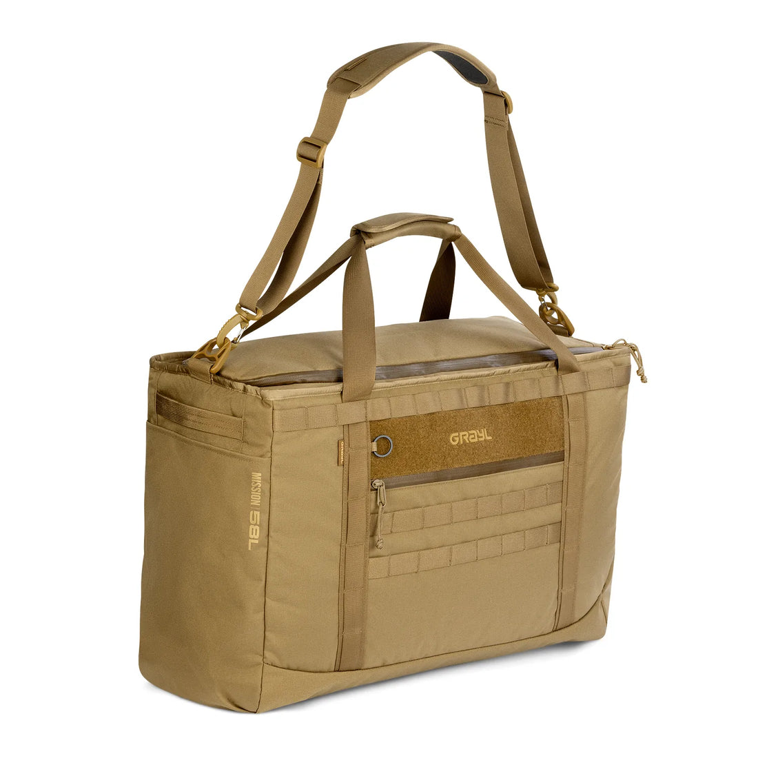 GRAYL Mission Tote 58L in Coyote Brown, front view