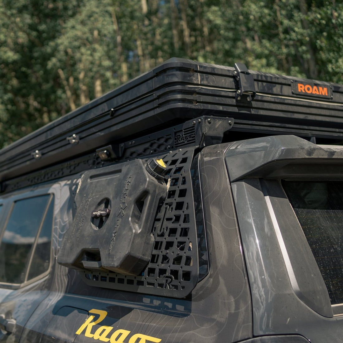 Rago external MOLLE panel on a 2025+ Toyota 4Runner with a roof top tent