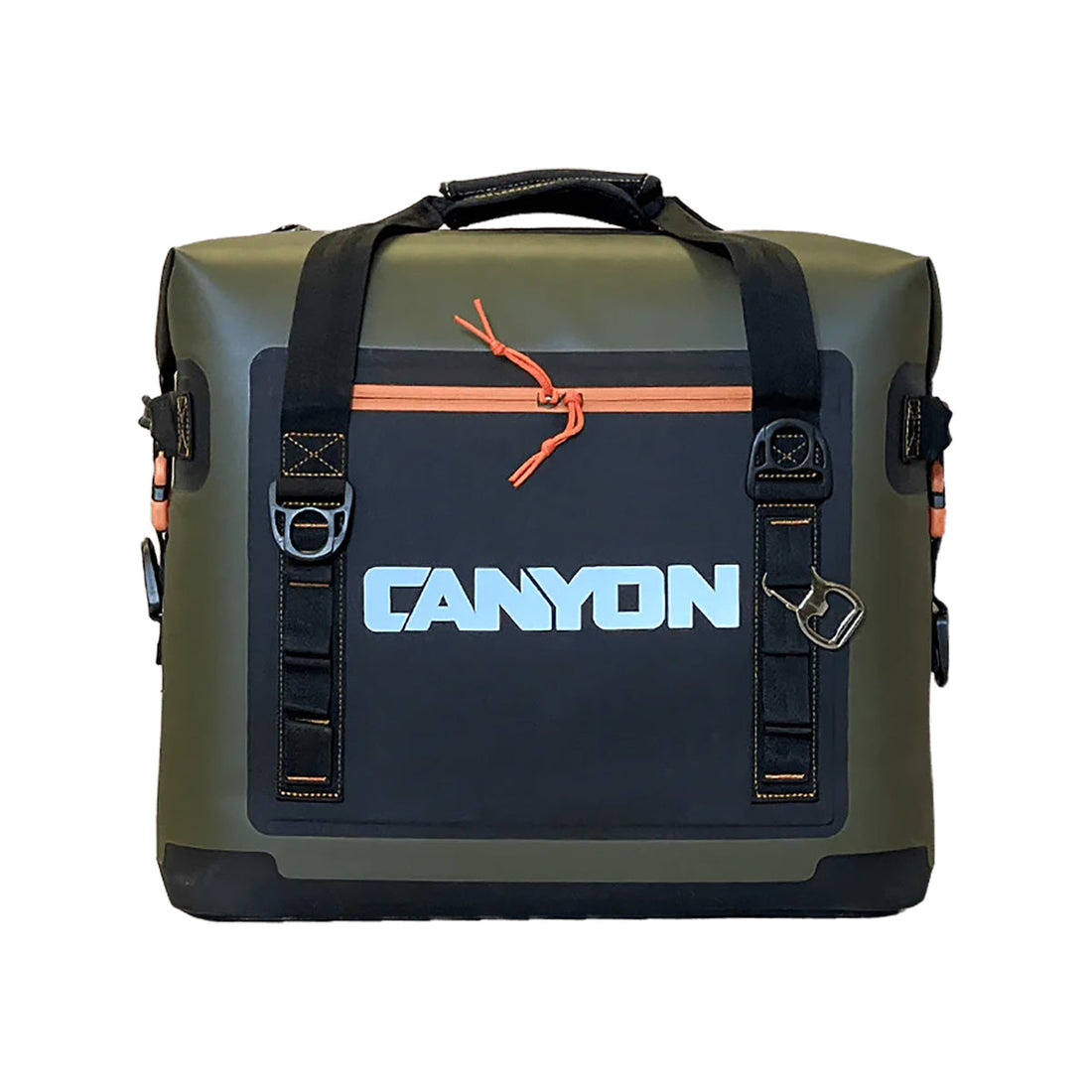 Olive and black Canyon Nomad soft cooler with top carry handle