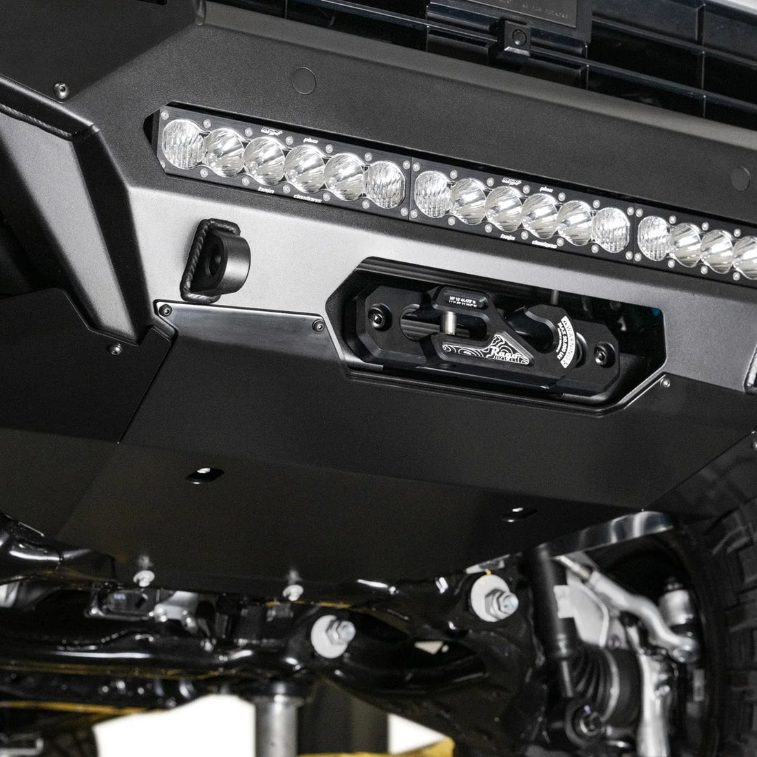 Low view of the Rago 4Runner front skid plate
