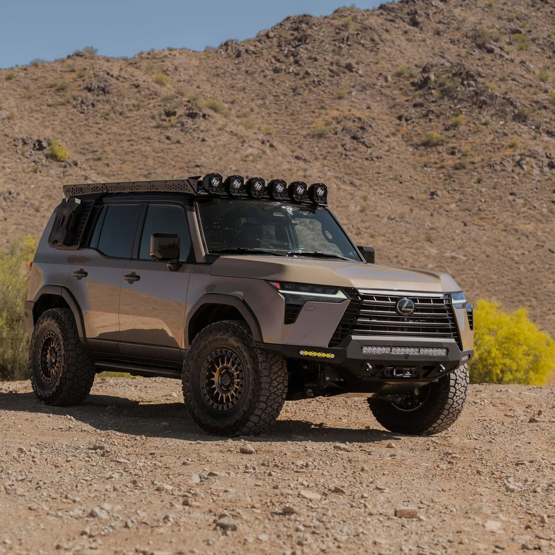 Lexus GX550 with Rago bumper and skid plate in the desert