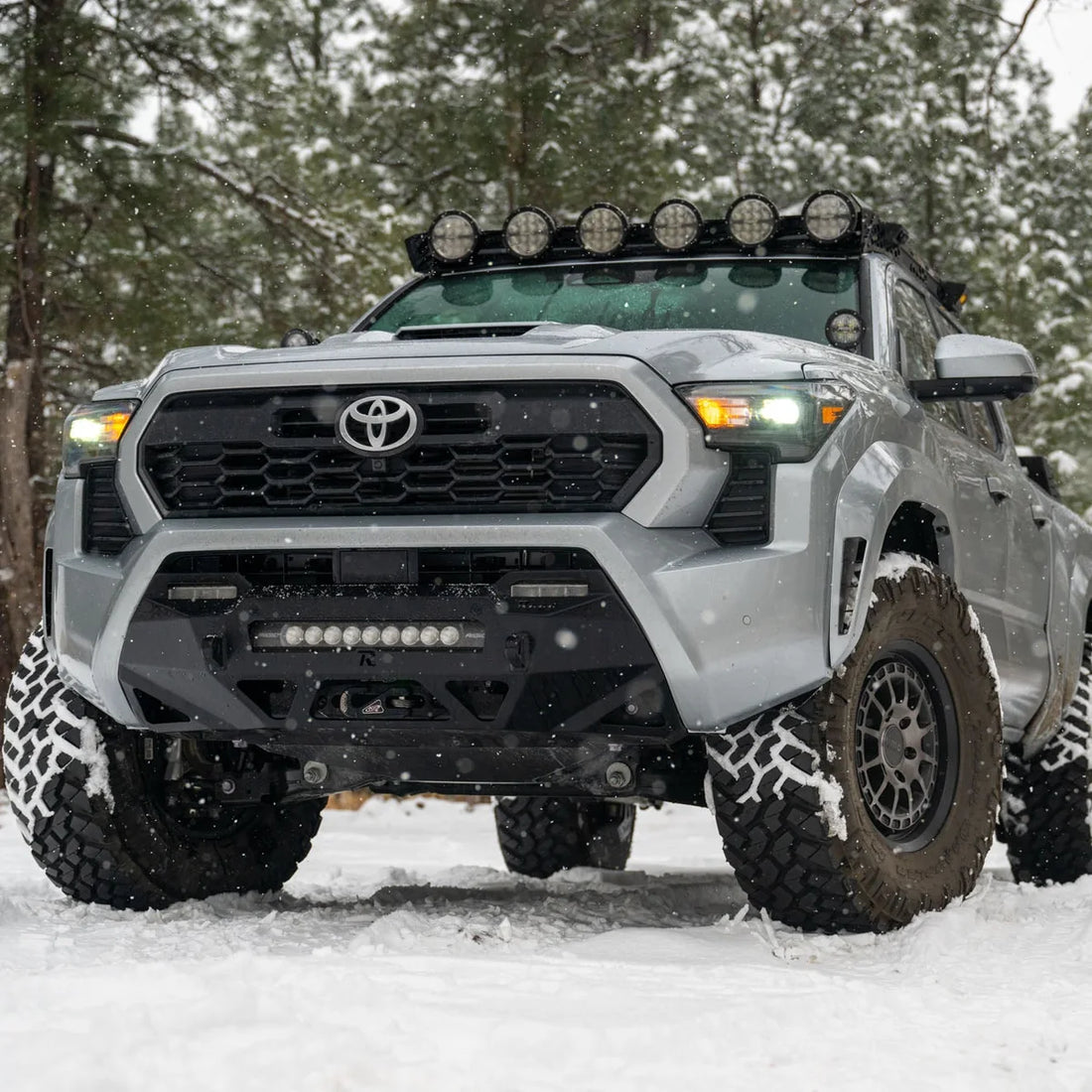 4th Gen Tacoma with Rago bumper and skid plate in the snow
