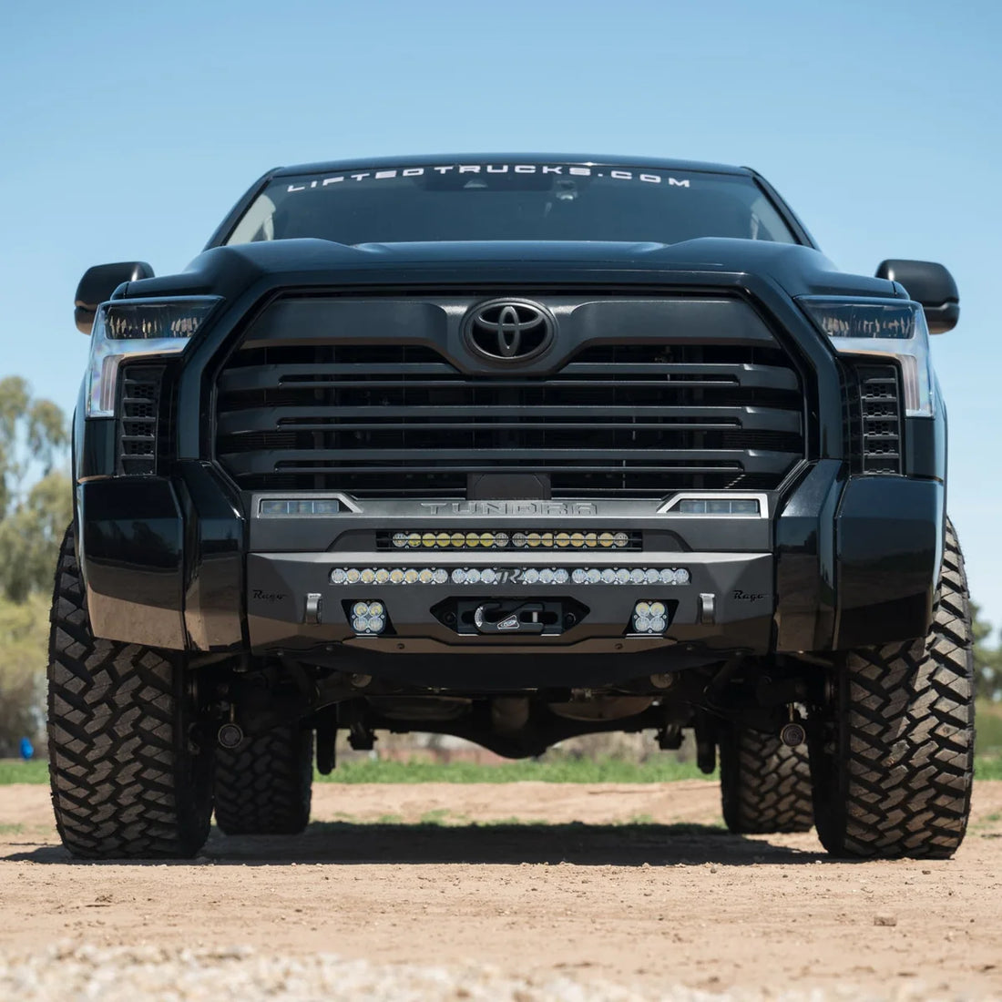 3rd Gen Tundra with Rago bumper and skid plate, front view