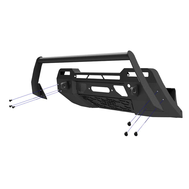 CBI Tacoma Covert bull bar with mounting hardware layout