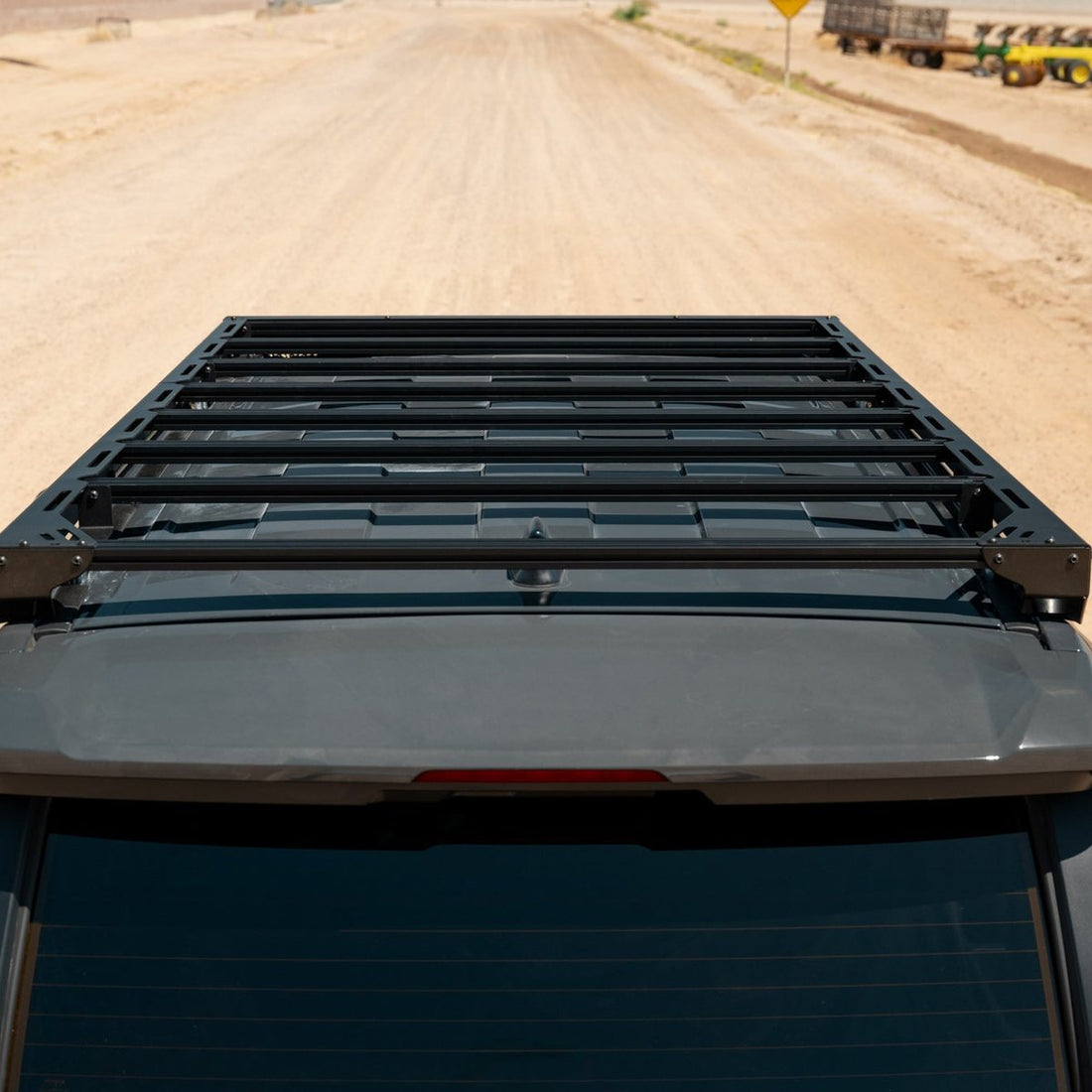 Rear view of the Rago roof rack on a 4Runner, showing the eight crossmembers