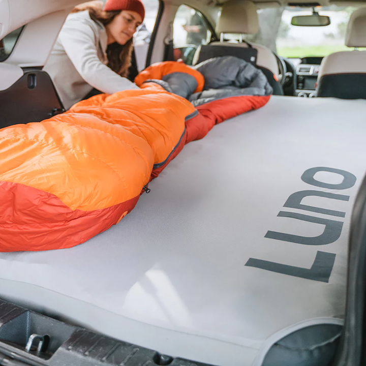 Luno fitted sheet on a compact or mid-size SUV vehicle mattress