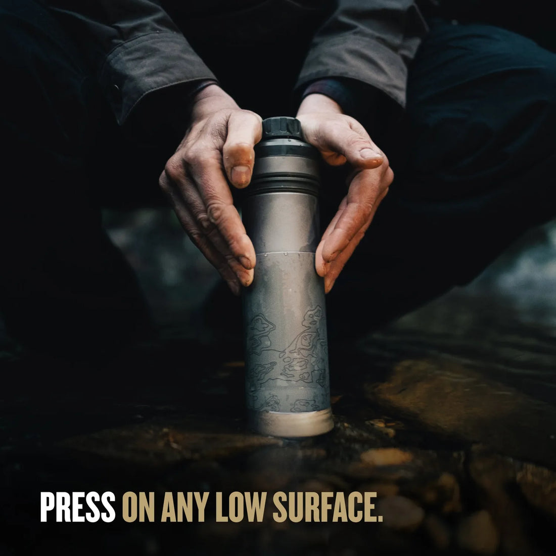 Pressing the UltraPress Ti to purify water