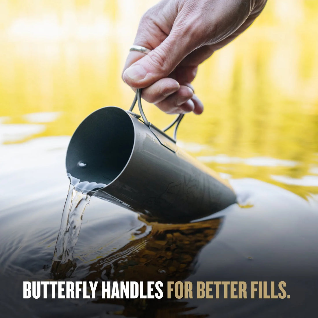 UltraPress Ti with butterfly handles folded out for filling