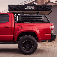 bed rack with rooftop tent